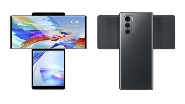 LG Wing telefonas pasukamu ekranu